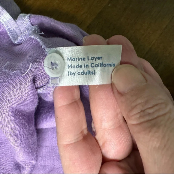 Marine layer DOUBLE KNIT HENLEY Striped LAVENDER Casual Coastal Small - Picture 8 of 9